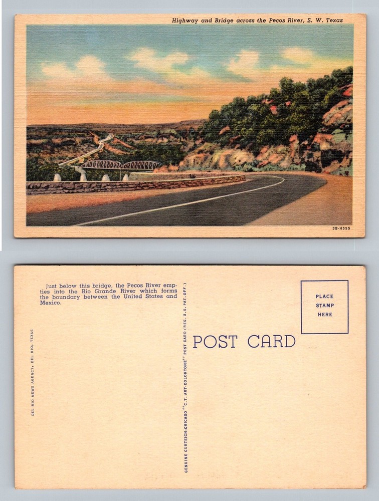 SW Texas, TX-Texas, Highway Bridge Across Pecos River Drive Vintage Postcard