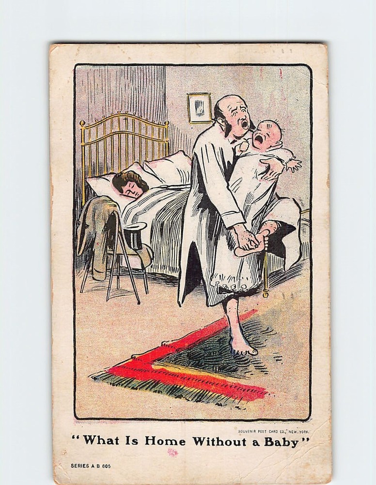 Postcard What is Home Without a Baby Comic Joke/Humor Art Print