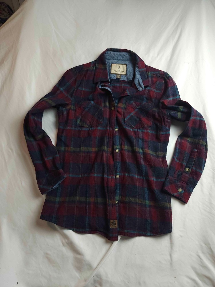 Legendary Whitetails Flannel Plaid Shirt Red Green Cotton Womens Long Sleeve M