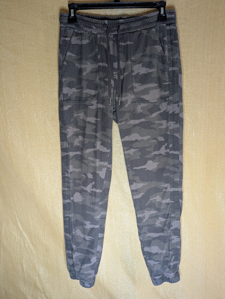 Womens Athleta Farallon Camo Joggers Size 2 Drawstring Waist Pants Gray Green