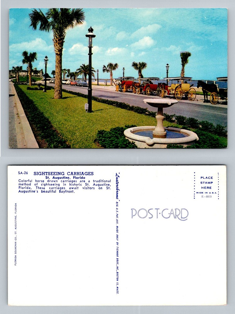 St. Augustine, FL-Florida, Sightseeing Carriages Bayfront Vintage Postcard