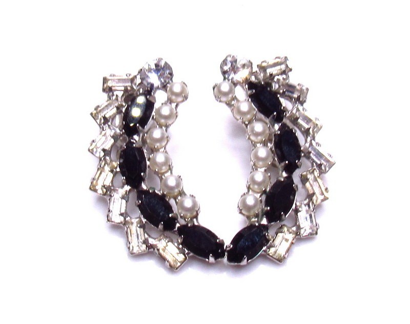 Vintage B David Rhinestone Clip Earrings