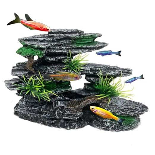Aquarium Mountain View Stone Ornament Tree Rock Cave Aquarium Decorations for