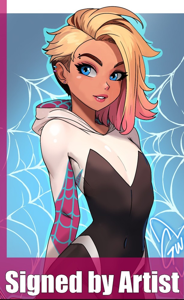 Spider-Gwen Femboy/trans anime comic 11x17 art print artist signed