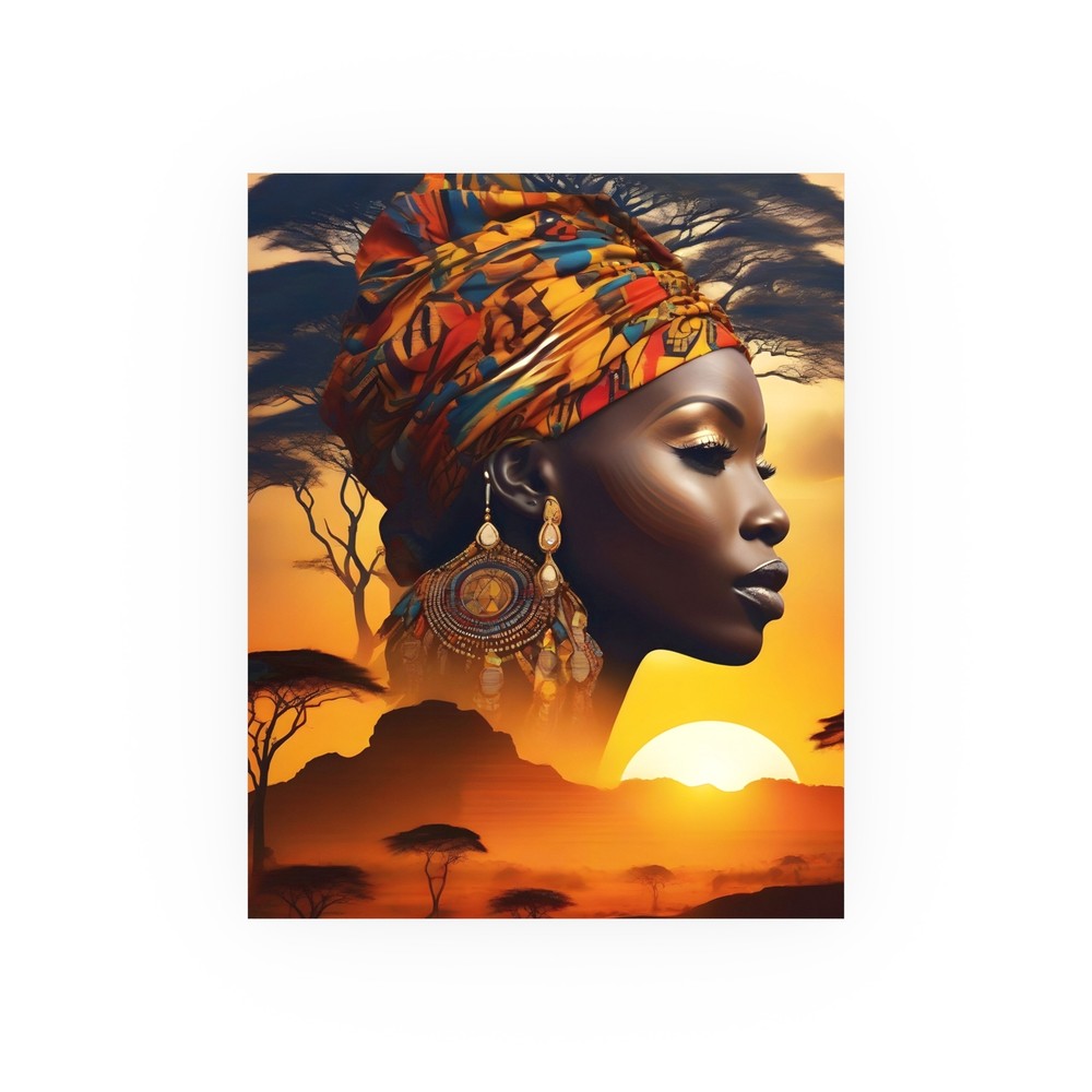 African Woman Portrait Sunrise Poster for Home or Desk Gift  