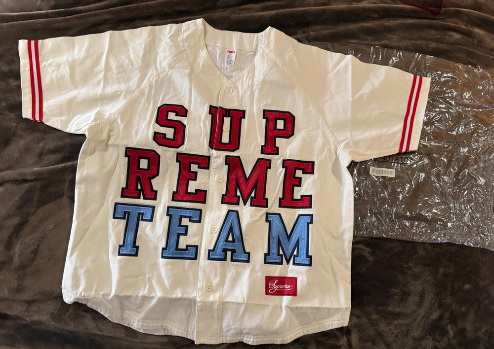 Supreme Denim Baseball Jersey 'White' - F/W 2022