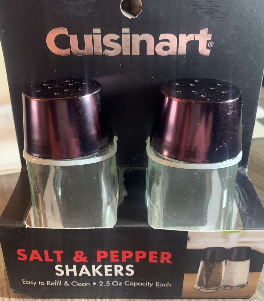 Modern Cuisinart Glass Salt & Pepper Shakers with Black Lids – Easy Refill Design