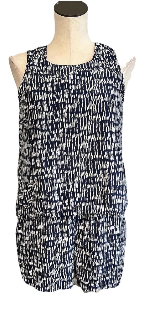Olive + Oak Womens Small Blue Printed sleeveless Layered Romper F