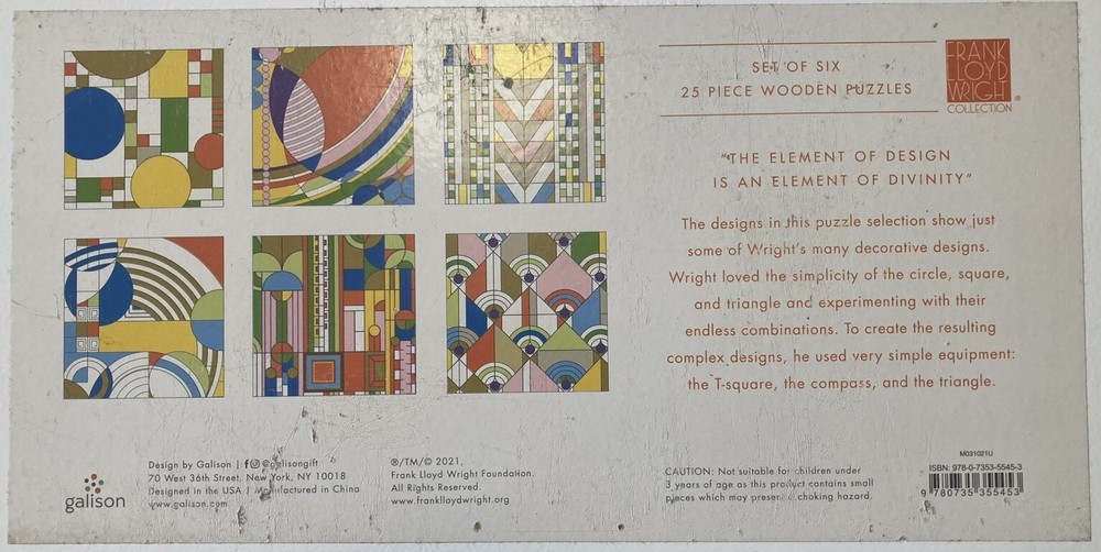 6 Frank Lloyd Wright Wooden Puzzles