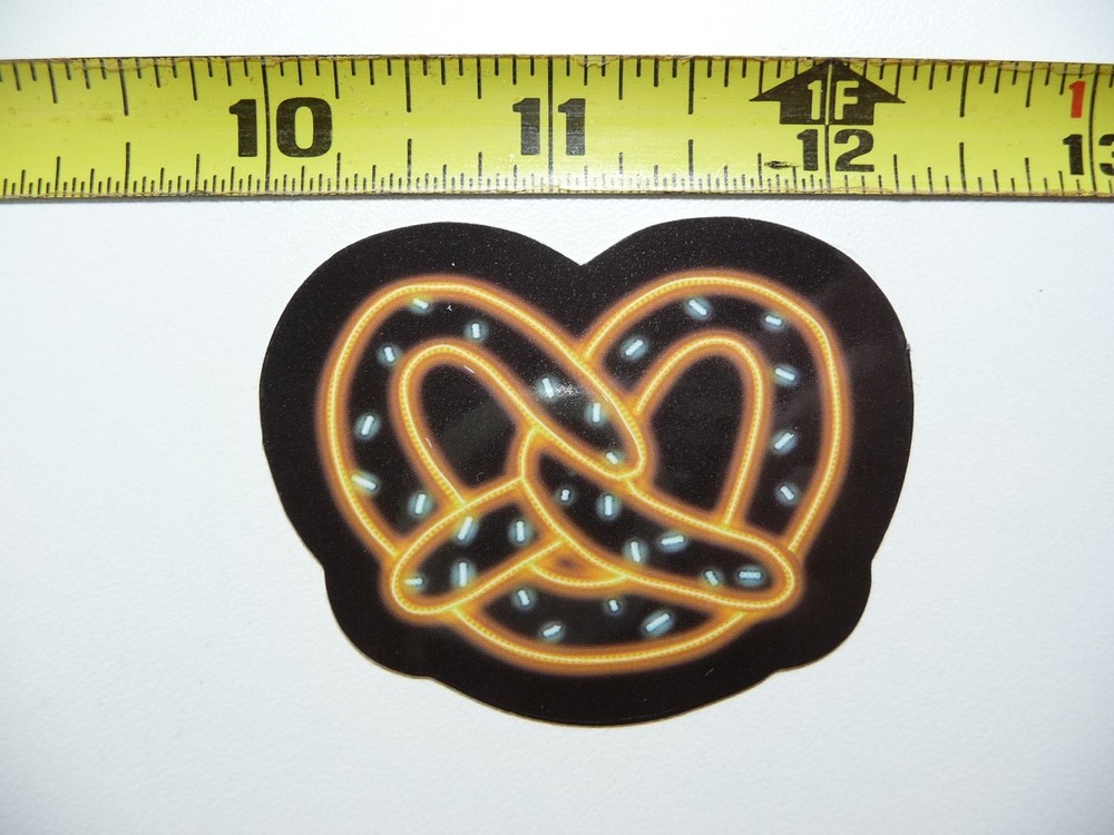 SALTY PRETZEL NEON STYLE STICKER DECAL COLORFUL FUNNY CELEBRATION