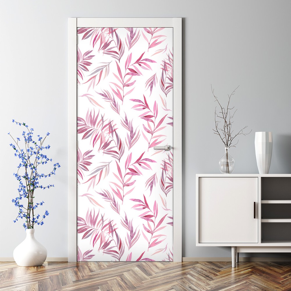Purple Palm Tree Bubble Free Door sticker Florist Minimalistic Art Pink Decal