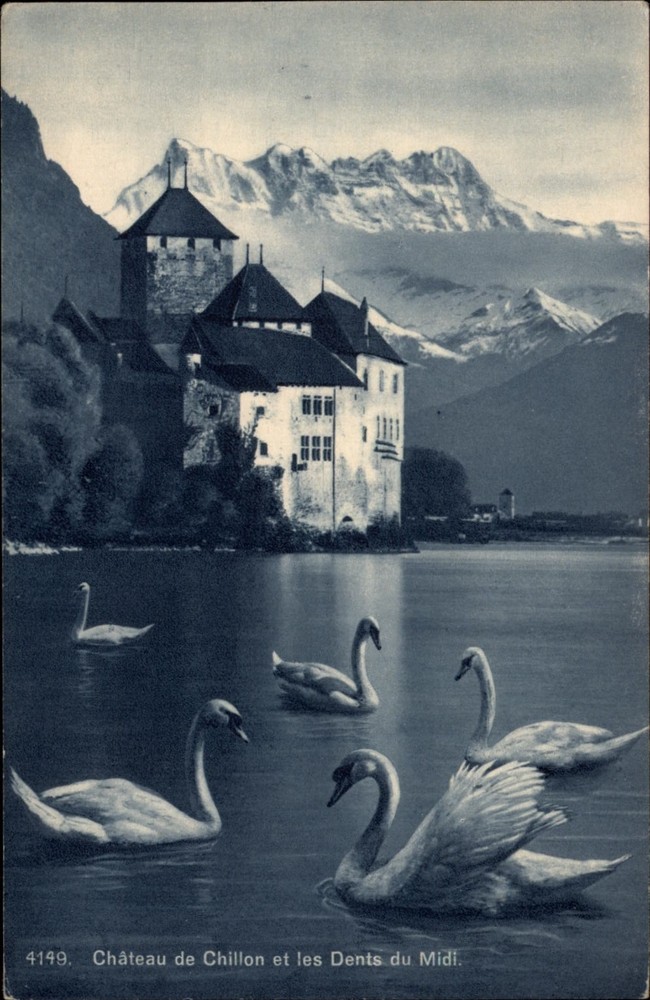 Chateau de Chillon Lake Geneva Switzerland vintage postcard k471