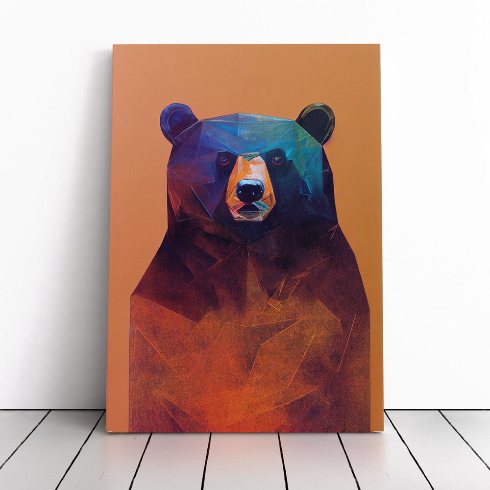 Watchful Bear Abstract Canvas Wall Art Print Framed Picture Home Office Decor