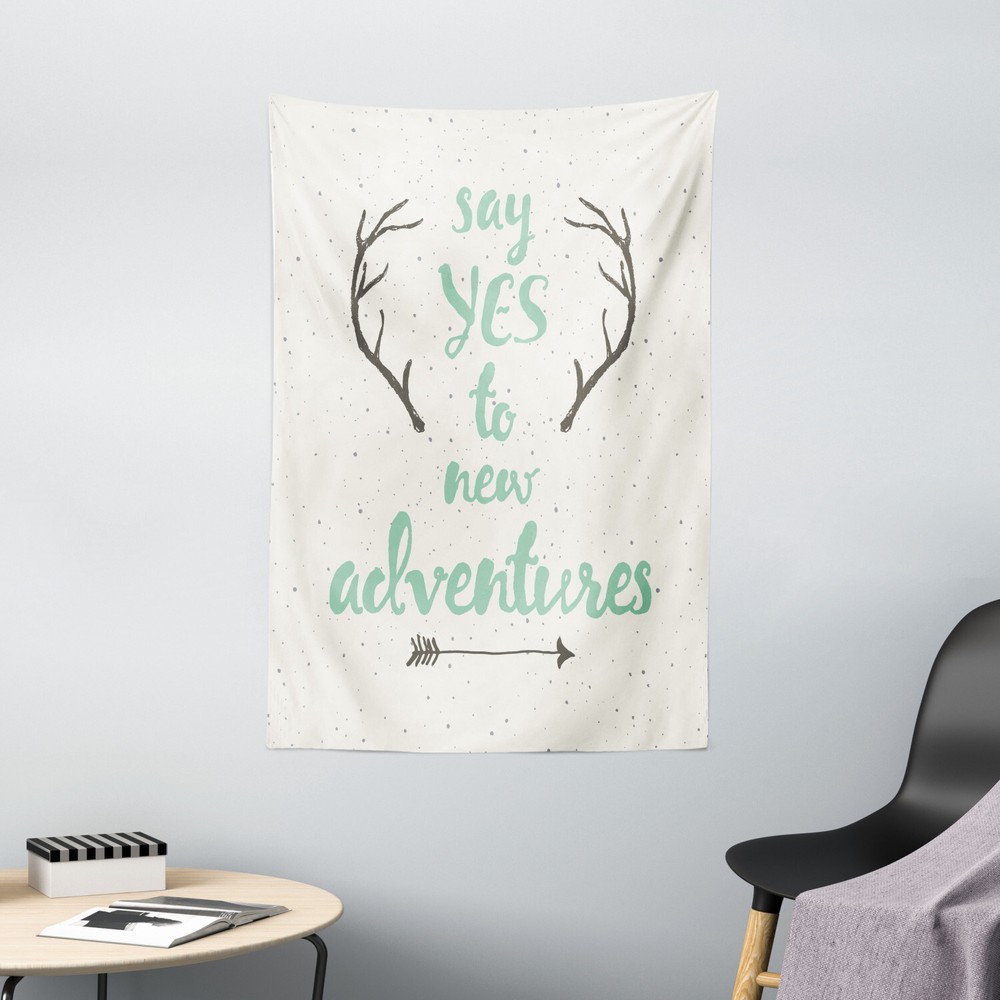Adventure Tapestry Quote Antlers Arrows Print Wall Hanging Decor