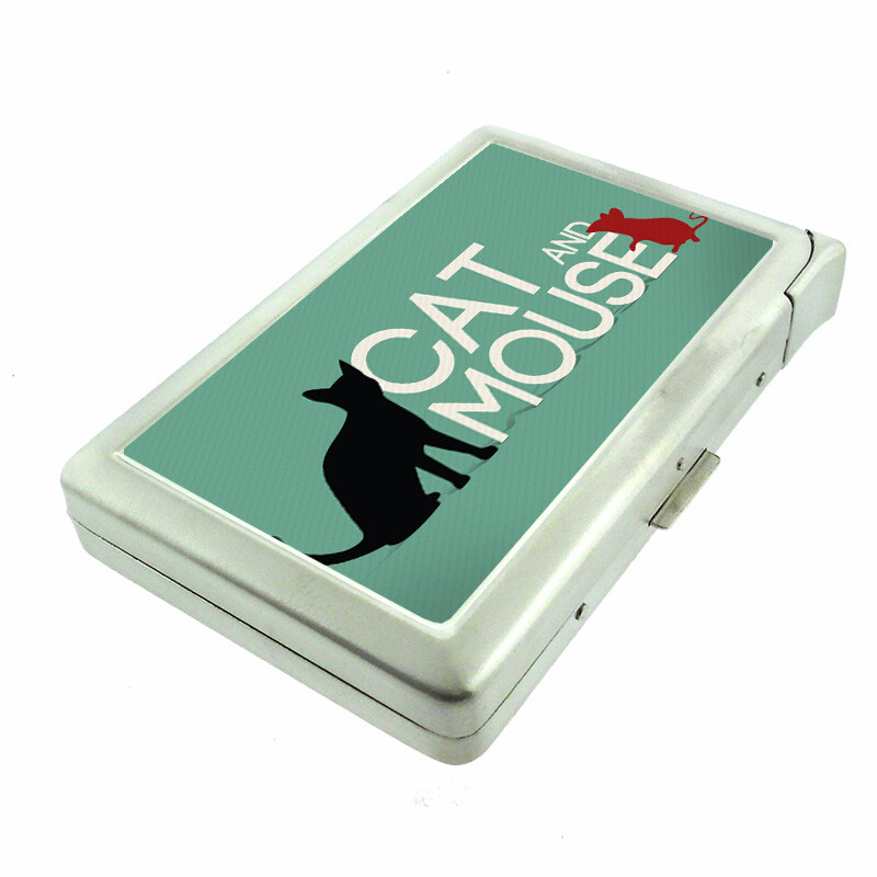 Cat and Mouse Em3 Cigarette Case with Built in Lighter Metal Wallet