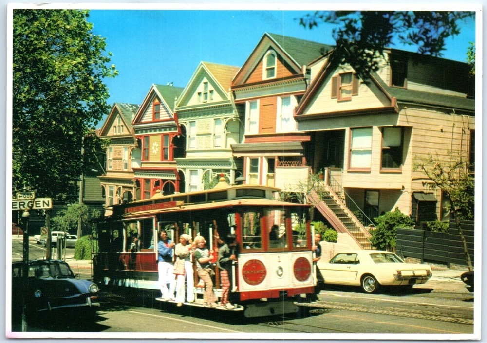 Postcard Cable Car Victorian Architecture San Francisco California USA
