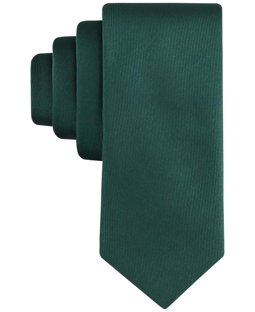 New Mens Calvin Klein Unison Hunter Green Skinny Solid Tie Necktie