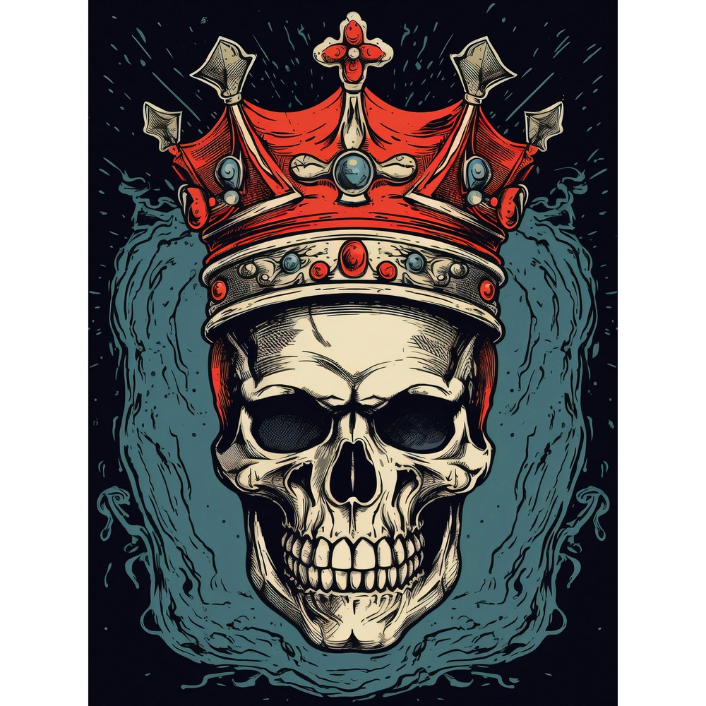 Skull Red Crown Old School USA Tattoo Americana 50s Huge Wall Art Print 18X24 In
