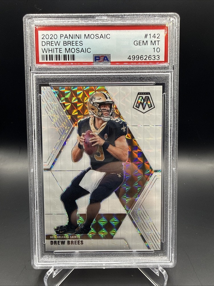 2020 Panini Mosaic Drew Brees #142 Mosaic White Prizm /25 PSA 10 POP 13
