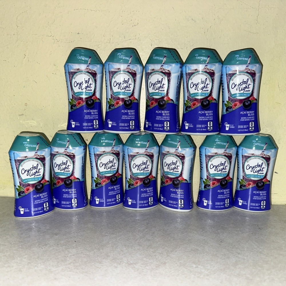 12 pack Crystal Light Liquid Drink Mix with Caffeine Acai Berry Bliss 1.62 fl oz