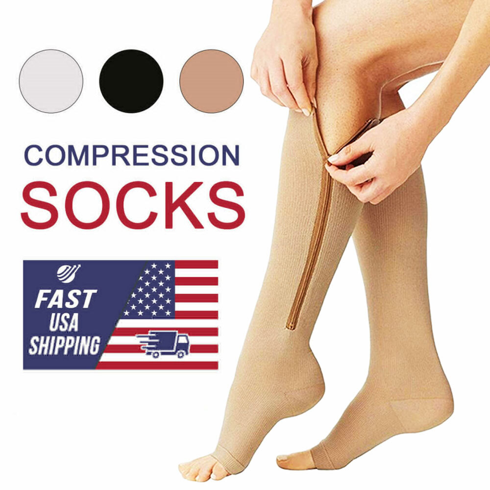 3 Pairs Toeless Compression Socks for Men Women Diabetic Socks 20-30mmHg S-XL