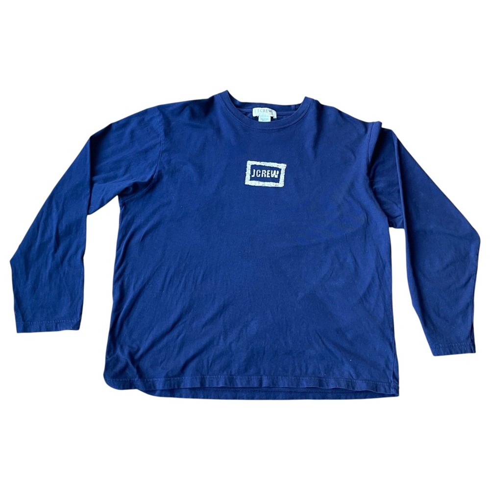 J.Crew Men’s XXL Long Sleeve T-Shirt Navy Blue Crewneck Cotton Logo