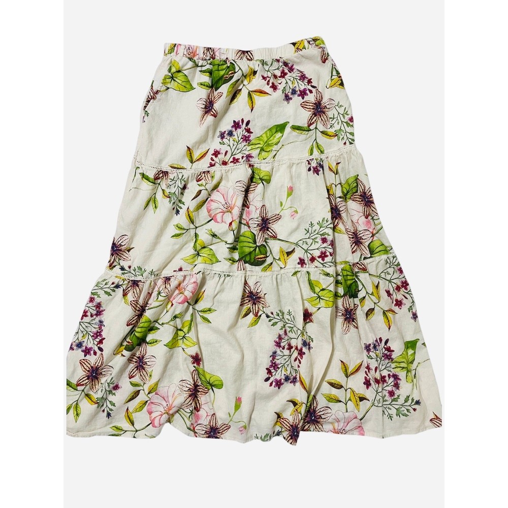 Christian Siriano Floral Tiered Maxi Skirt Size Small - Botanical Print