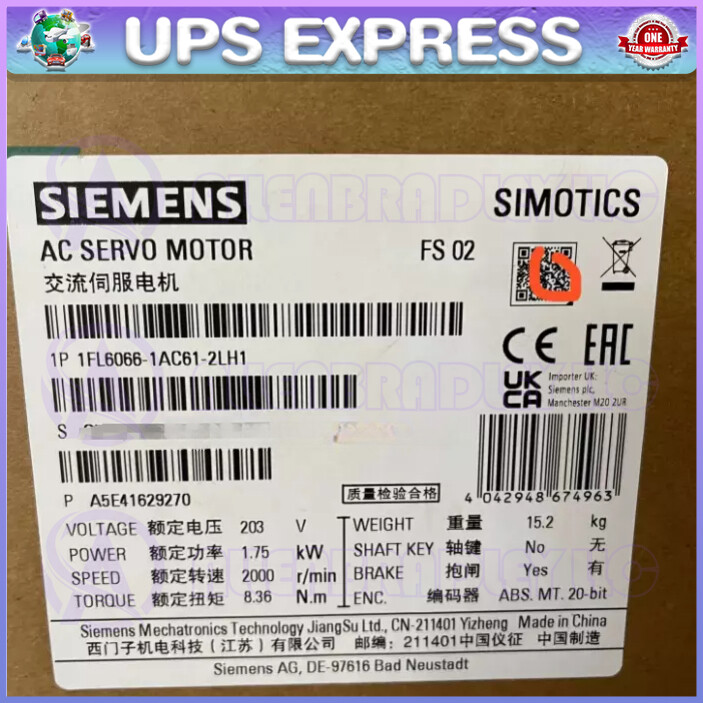 1FL6066-1AC61-2LH1 Siemens Servo Motor Expedited Shipping  GQZ1