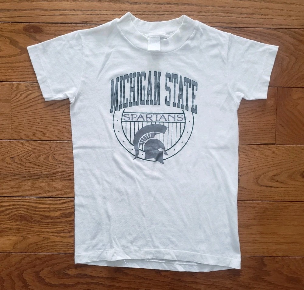 Vintage 80s Michigan State Spartans Single Stitch T-Shirt MSU Made In USA White