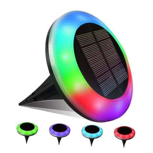 Paquete de 4 luces solares coloridas de tierra de 20 lúmenes, luces de paisaje con energía solar