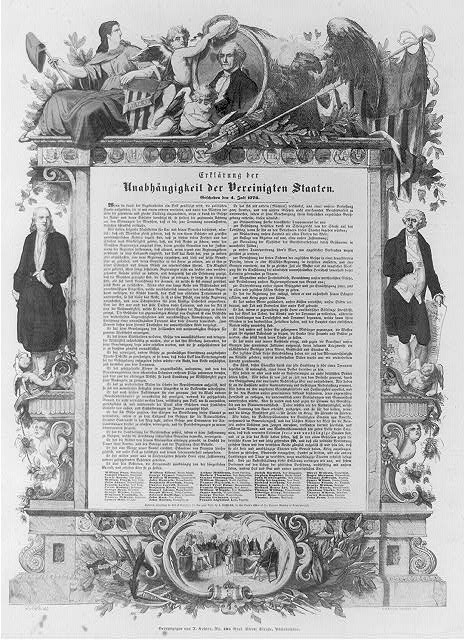 Declaration of Independence 1776 Print 1855 German Text Washington Jefferson