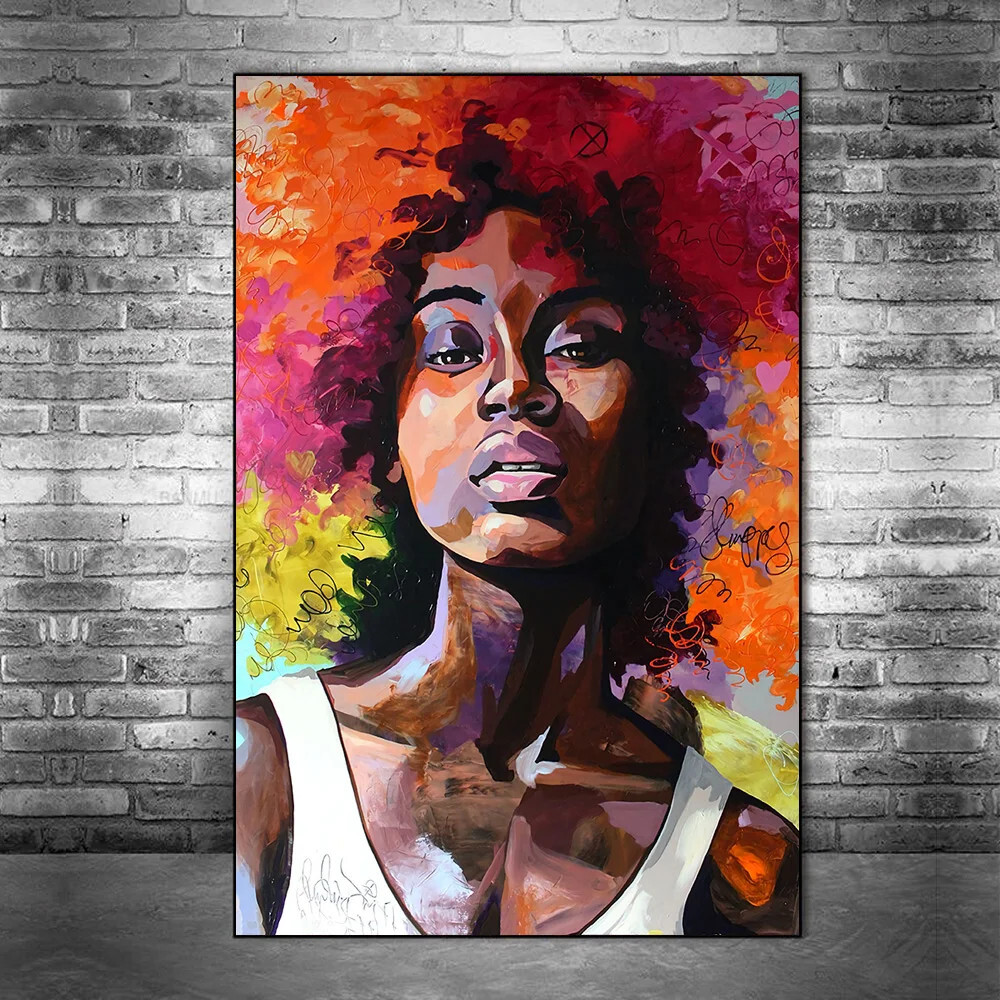 African Woman Abstract Graffiti Art Canvas Posters and Prints Street Art Canvas-image