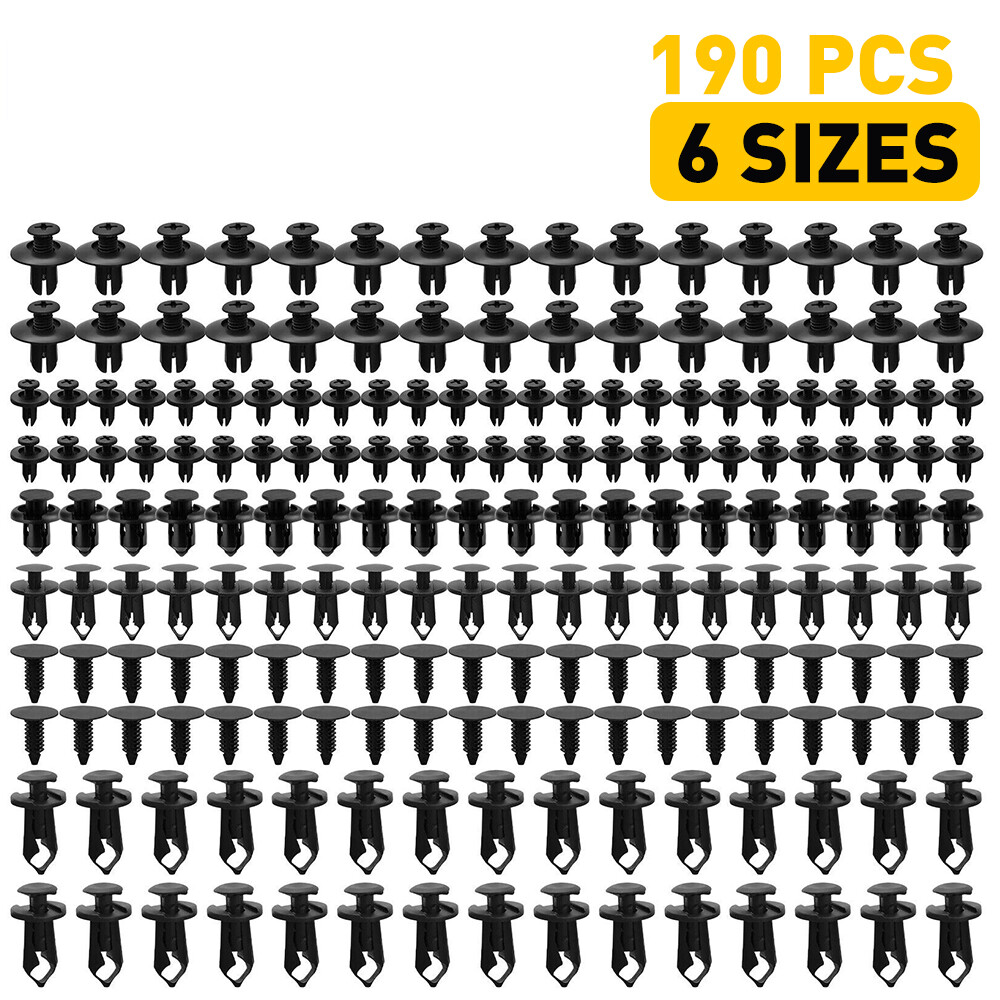 190pcs Universal Car Body Fastener Plastic Clips Rivets Fender Panel Retainer US