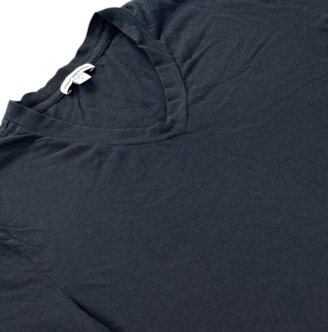 James Perse Mens S/S V Neck Lightweight Black Cotton Tee Made In USA Size 3