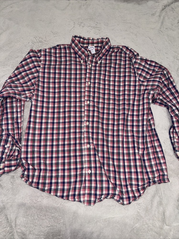 Brooks Brothers Shirt Mens XL Long Sleeve Plaid Button Down Preppy