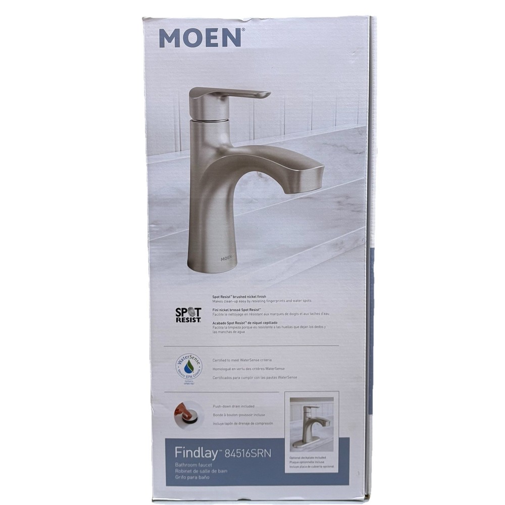 MOEN Findlay Single Handle Faucet Bathroom in Brushed Nickel 84516SRN