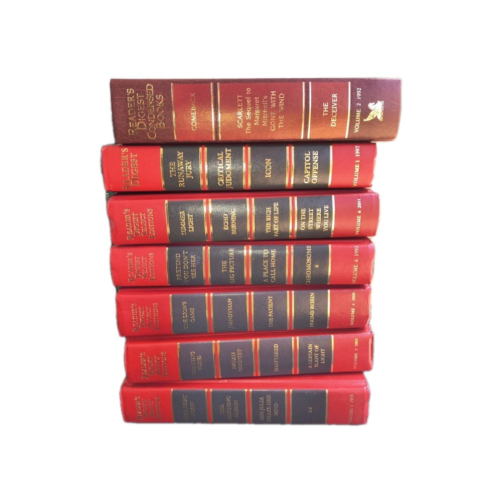 Lot of 7 Red Reader's Digest Select Editions Condensed Books Decoration Exact