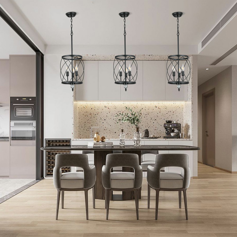 3-Light Retro Industrial Caged Ceiling Pendant Lamp Chandelier Fixture