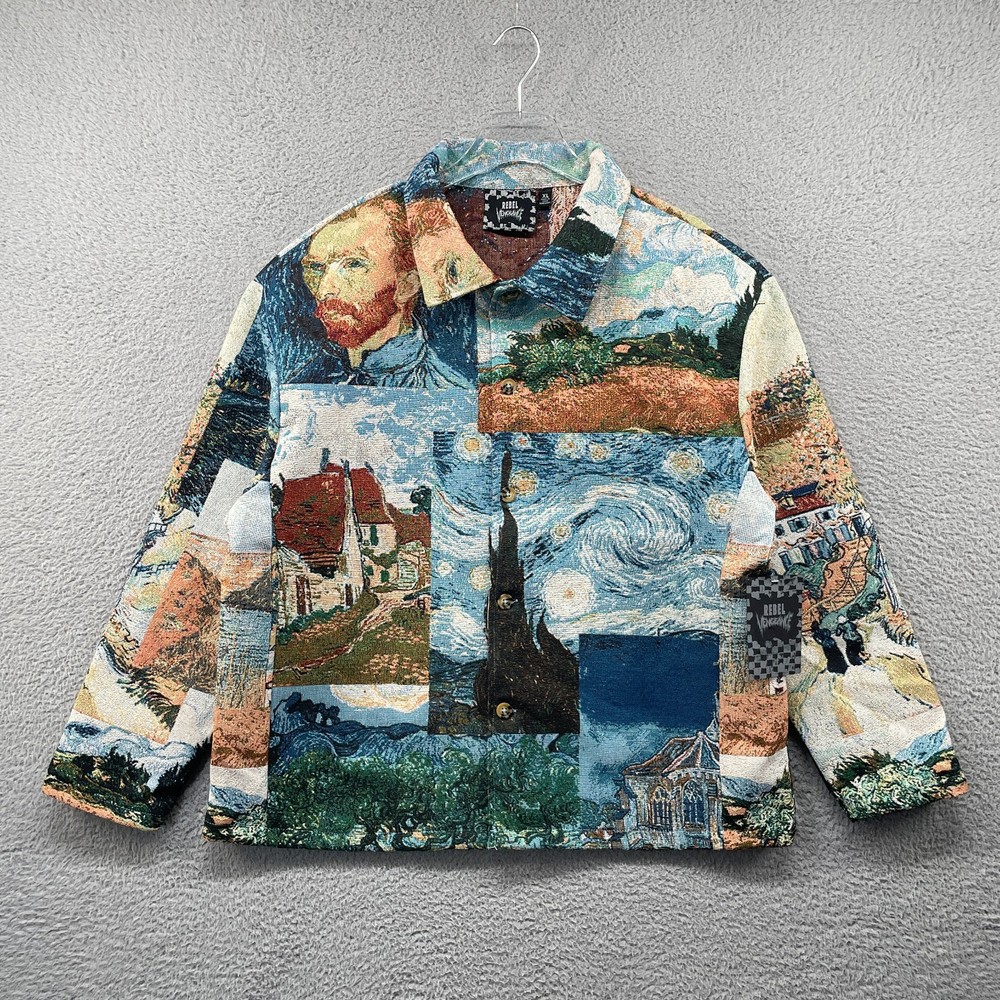 Rebel Vengeance Van Gogh Tapestry Jacket Mens XL Starry Night Wheat Field Art