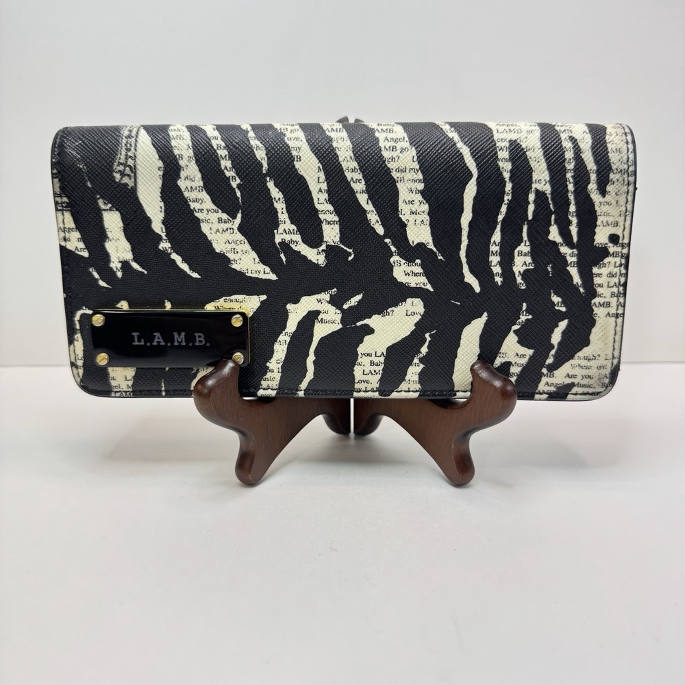 L.A.M.B. By Gwen Stefani Wallet Zebra & Newsprint Pattern Y2K Style