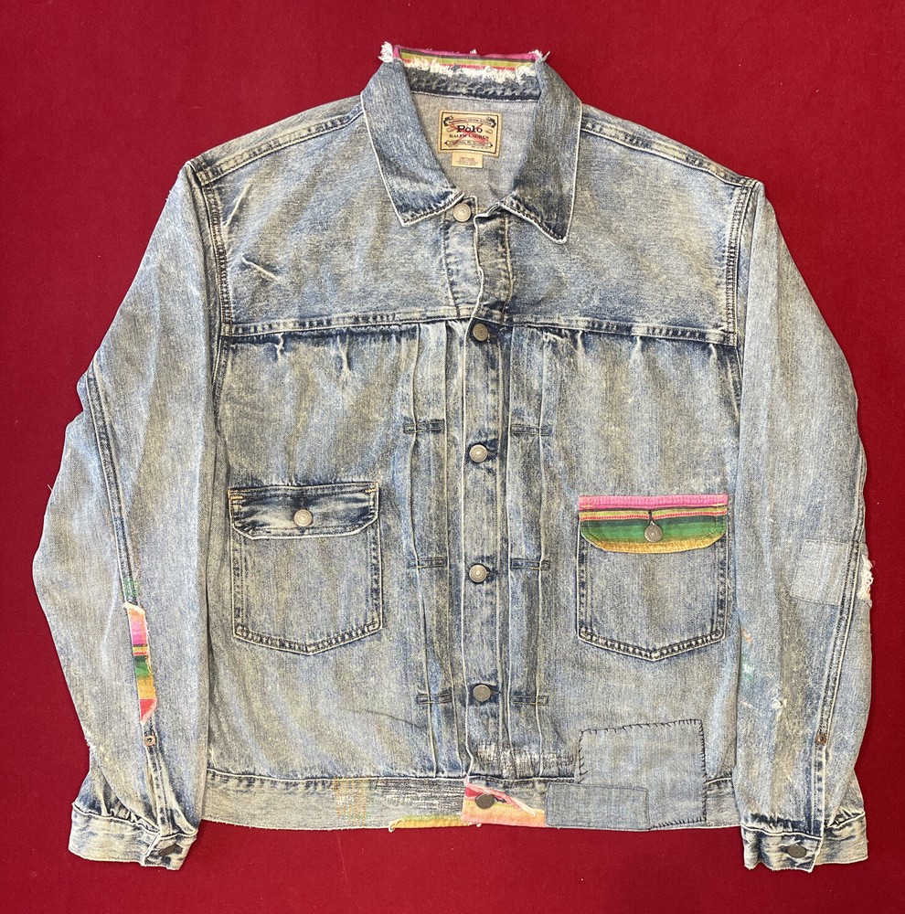 NWOT Polo Ralph Lauren Men's Big & Tall Renton Striped Patch Denim Jean Jacket