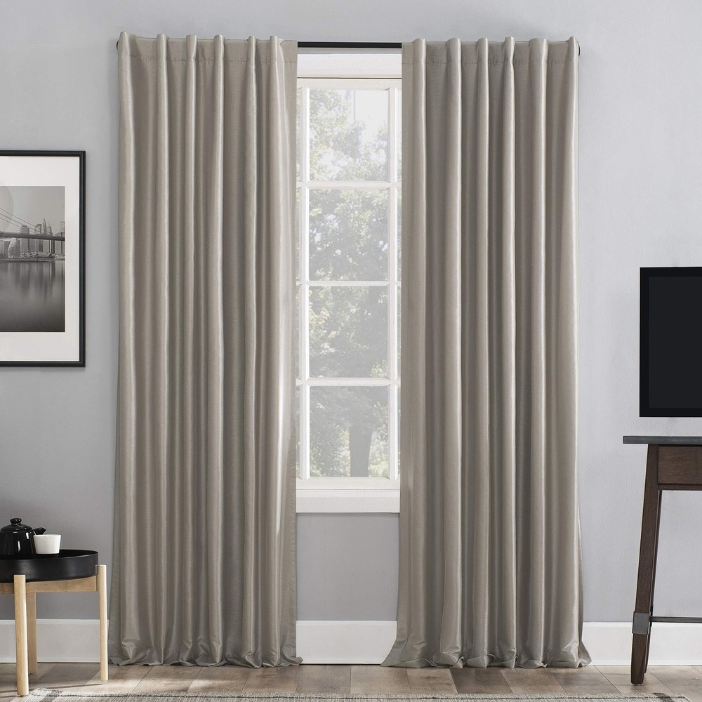 Greyson Blackout Thermal Curtain Panels in Faux Dupioni Silk with Back Tab