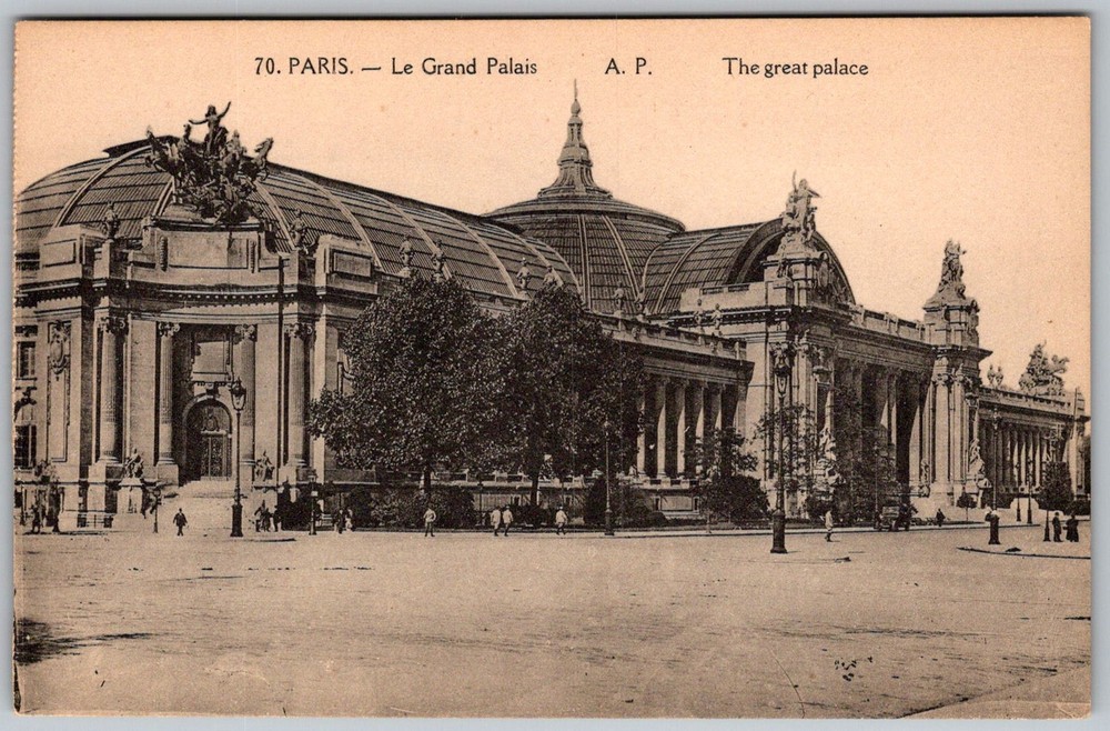 Antique Postcard Grand Palais Exterior Paris, Fr 1910s