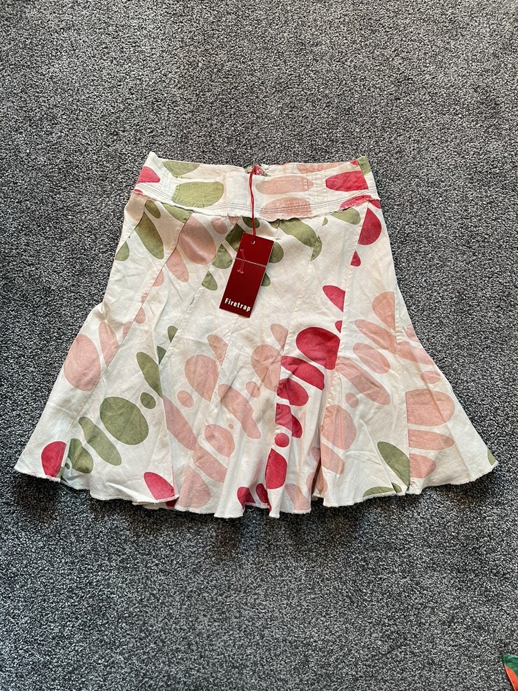 NWT Firetrap Womens Linen Blend Floral Swing Skirt Size W26 with Zip