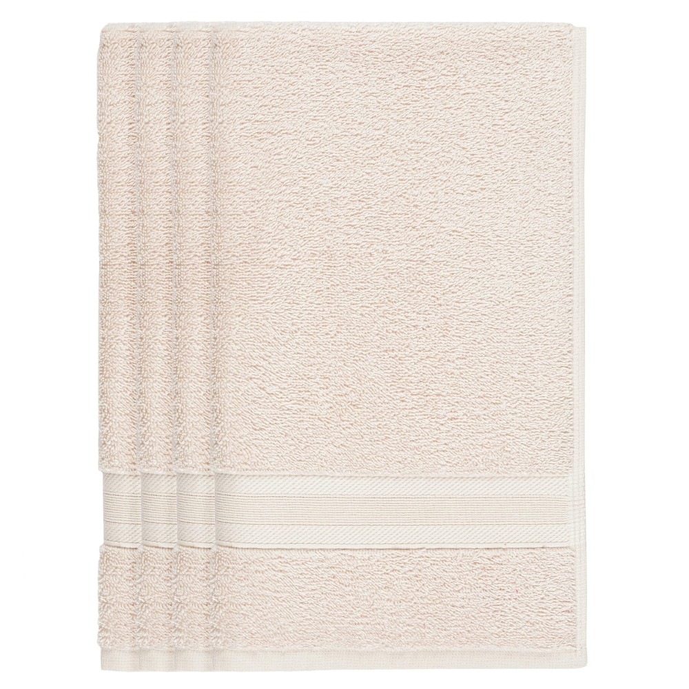 Quick-Dry Absorbent Cotton Fingertip Towels 11x17 4-Pack Ivory