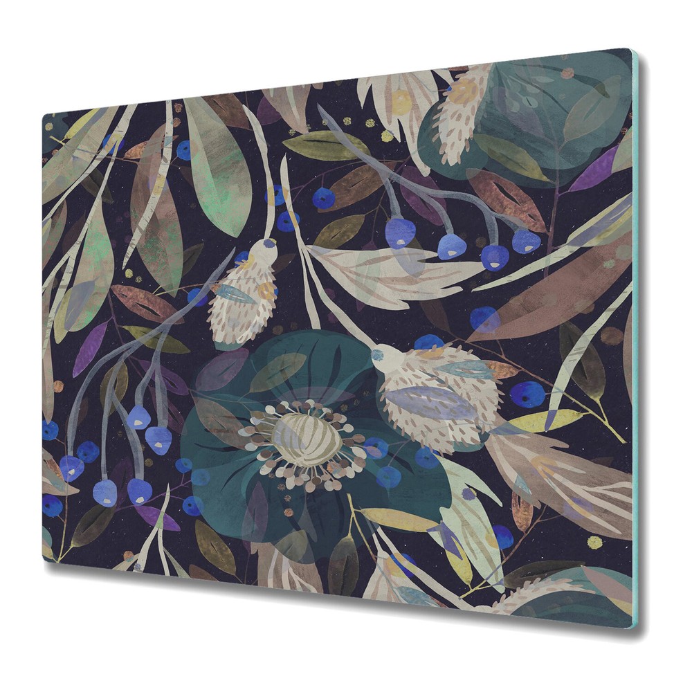 Glass Chopping Board Utensil Board Mountain Ash | Night Botanical | 60x52