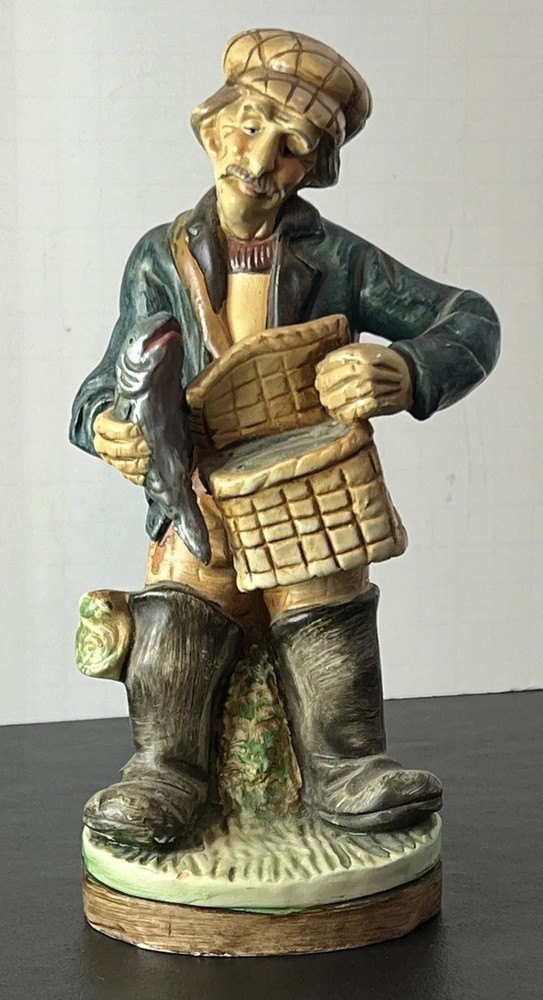 Estatuilla vintage del abuelo pescador de cerámica norleans 8,5