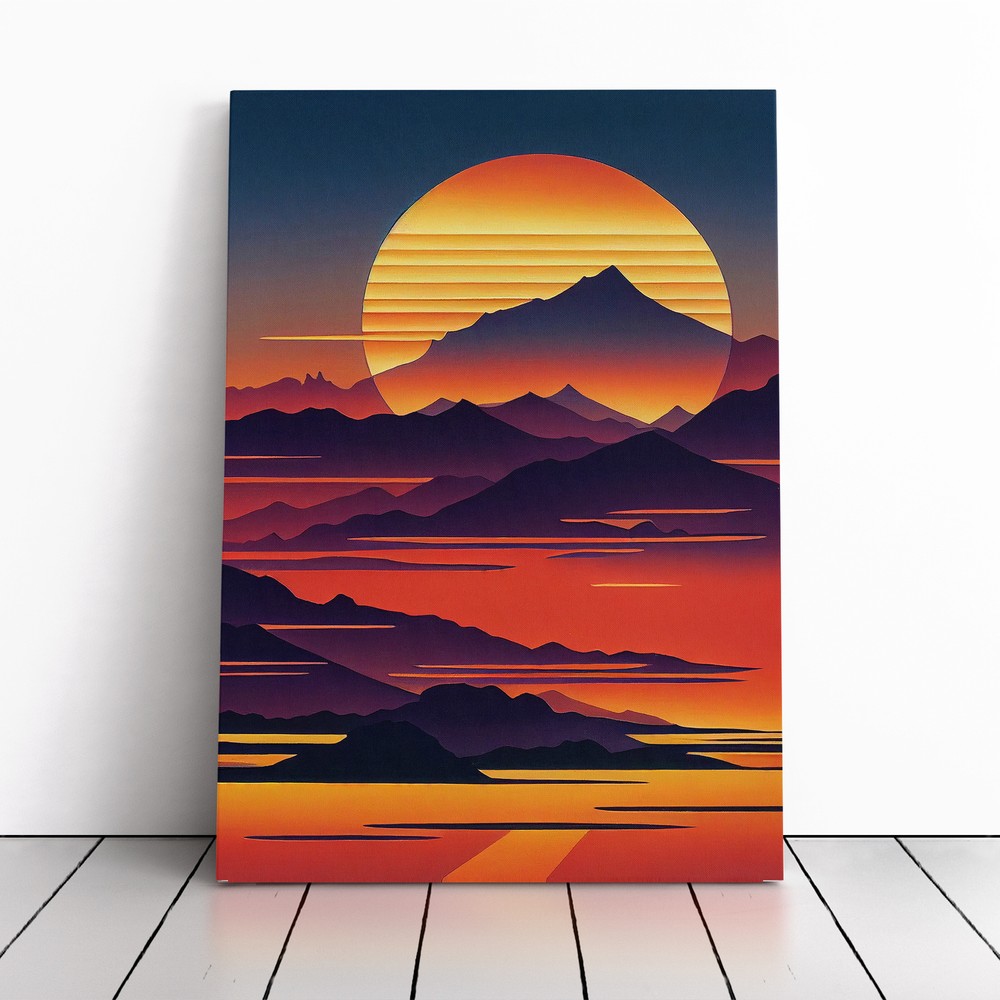 Mountain Sunset Abstract No.4 Canvas Wall Art Print Framed Picture Home Decor
