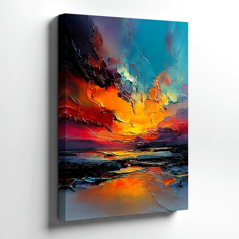 Wall Art Abstract Sunset Seascape Canvas Print Colorful Ocean Landscape Decor