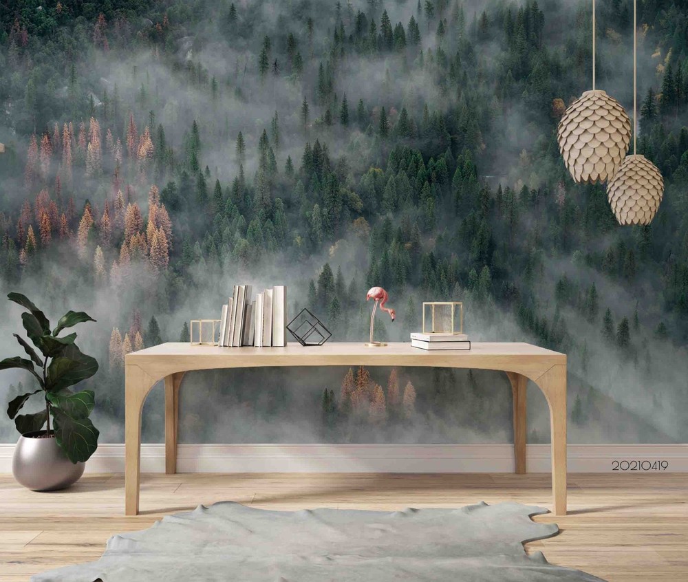 3D Forest Mist Landscape Wall Murals Wallpaper Murals Wall Sticker